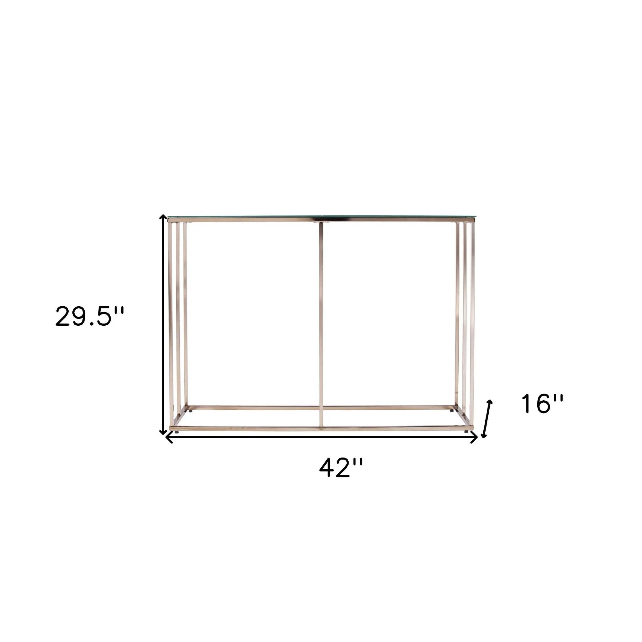 42" Clear and Gold Glass and Metal Frame Console Table Homeroots Living Room