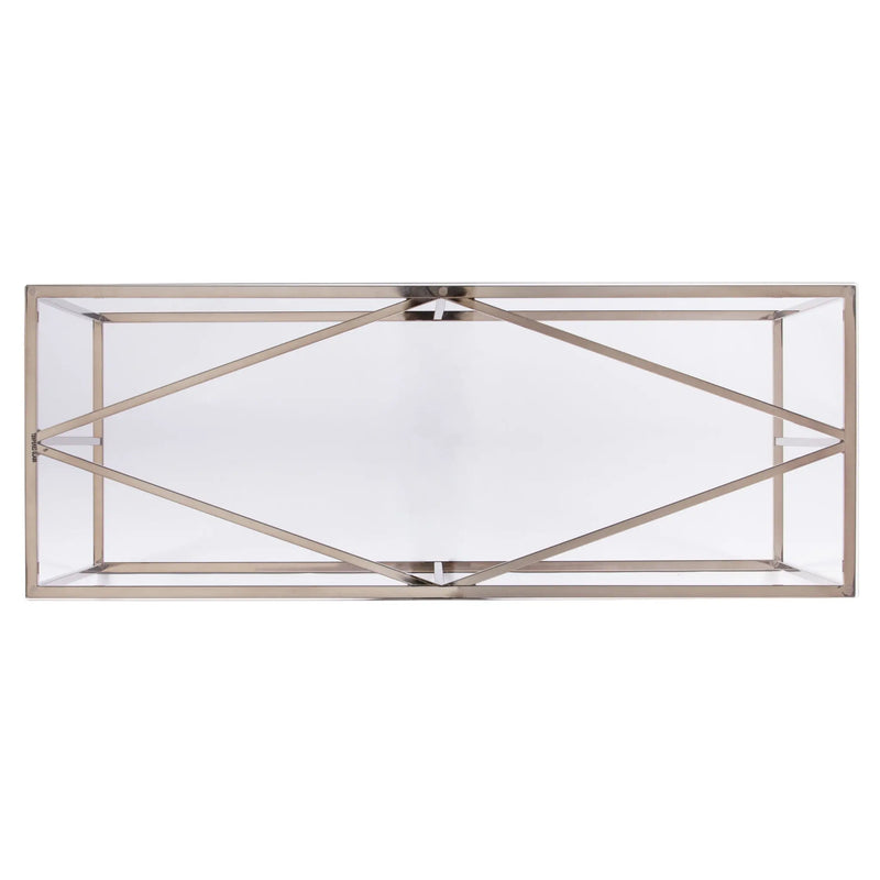 42" Clear and Gold Glass and Metal Frame Console Table Homeroots Living Room