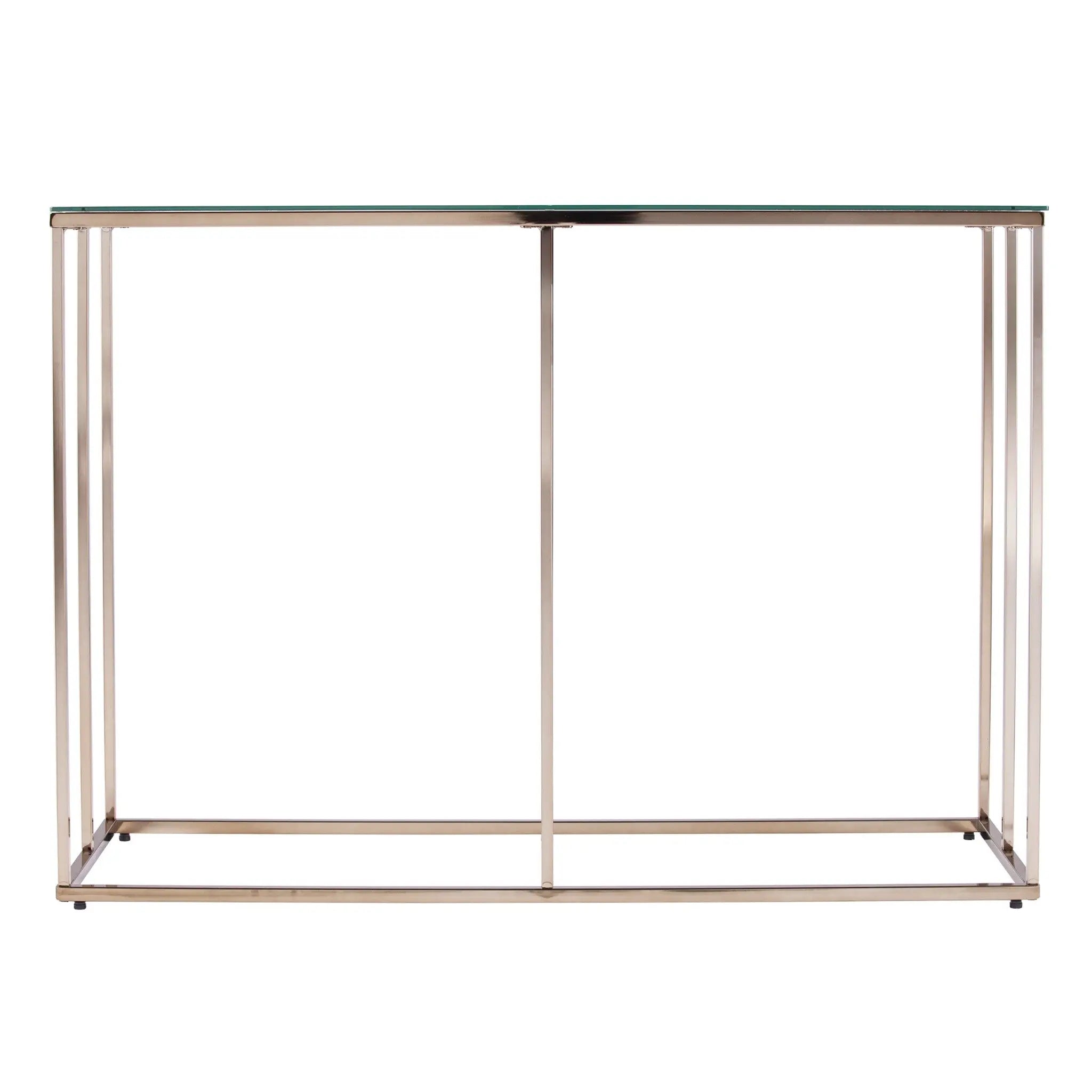 42" Clear and Gold Glass and Metal Frame Console Table Homeroots Living Room