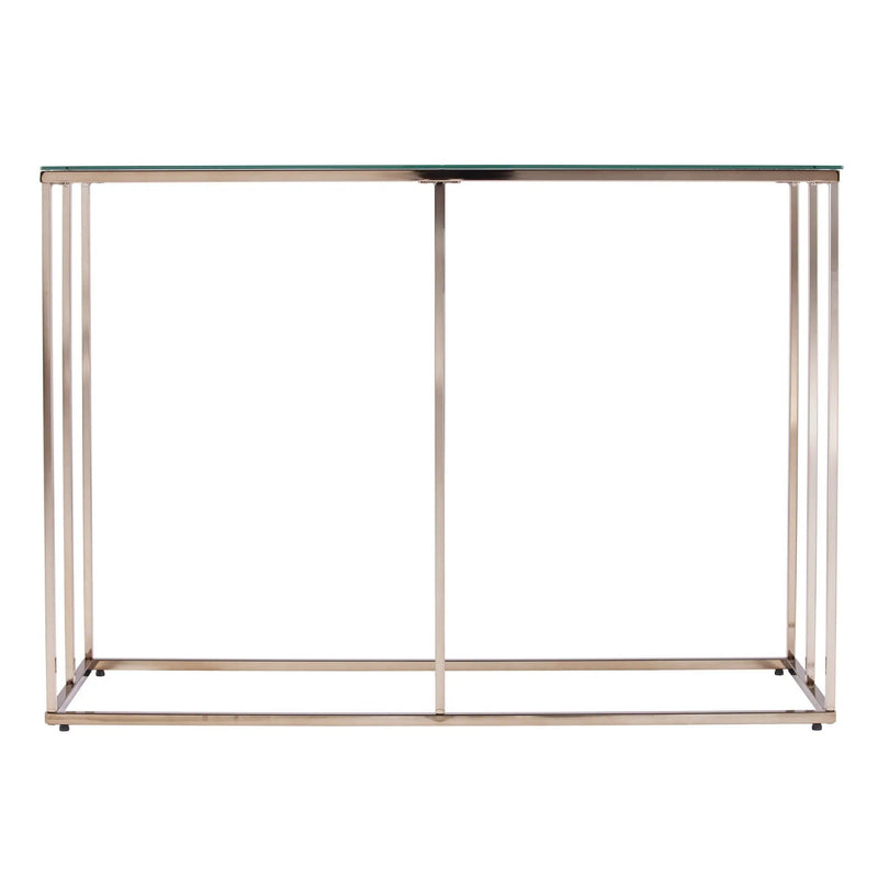 42" Clear and Gold Glass and Metal Frame Console Table Homeroots Living Room