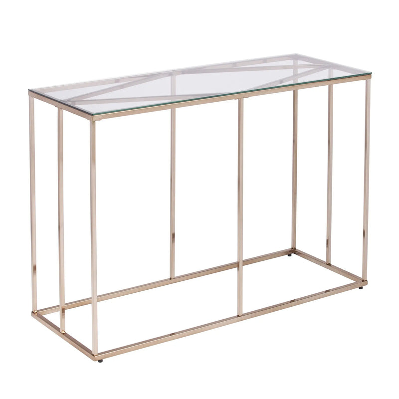 42" Clear and Gold Glass and Metal Frame Console Table Homeroots Living Room