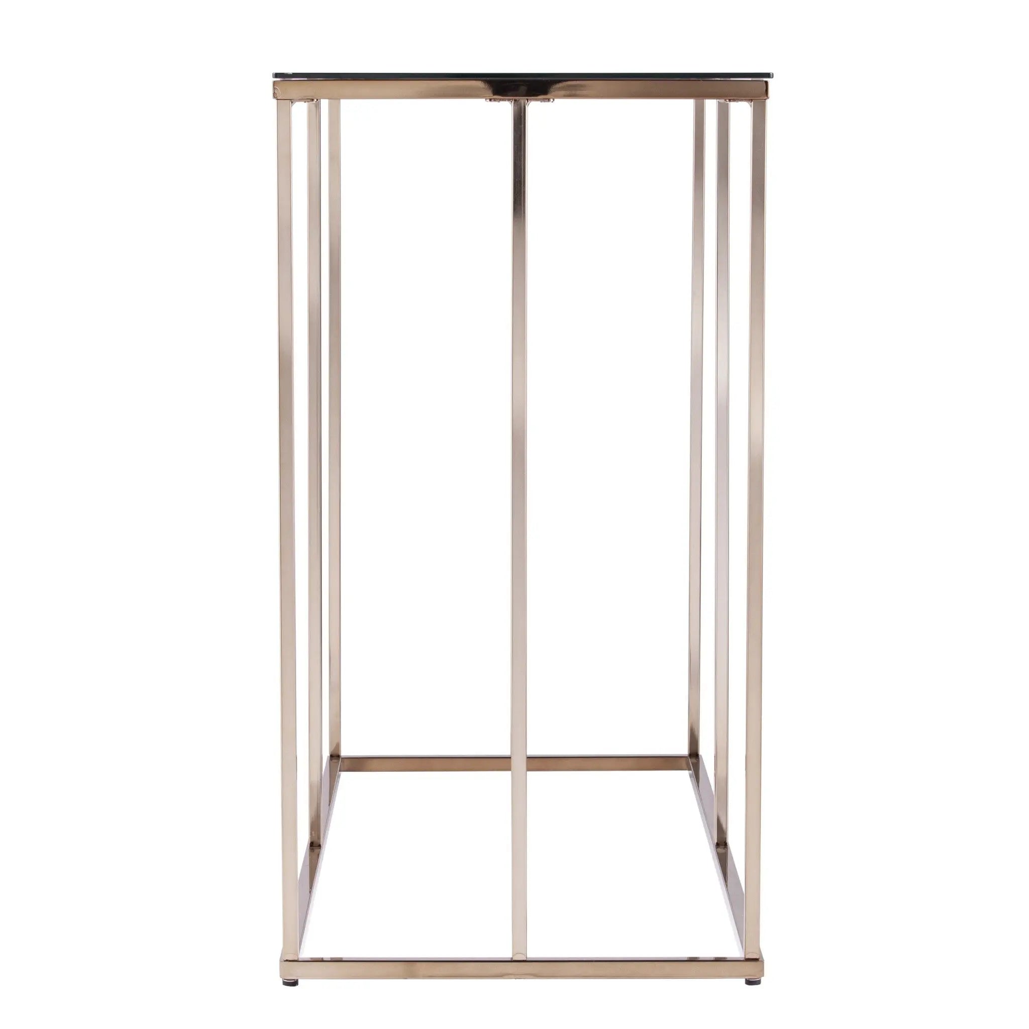 42" Clear and Gold Glass and Metal Frame Console Table Homeroots Living Room