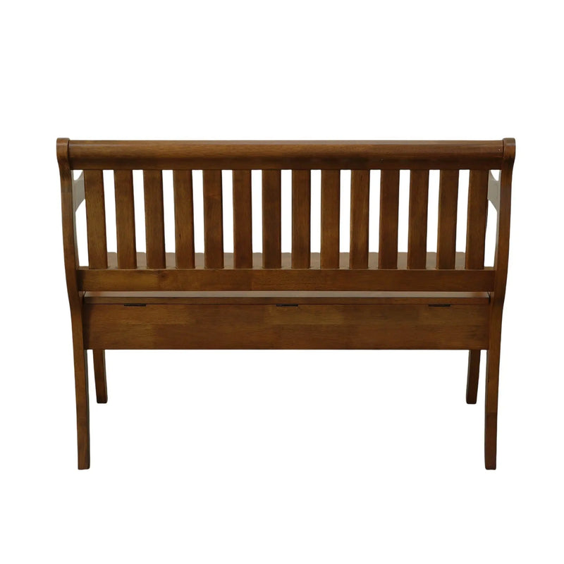 42" Dark Brown Solid Wood Storage Bench With Flip Top Homeroots Living Room