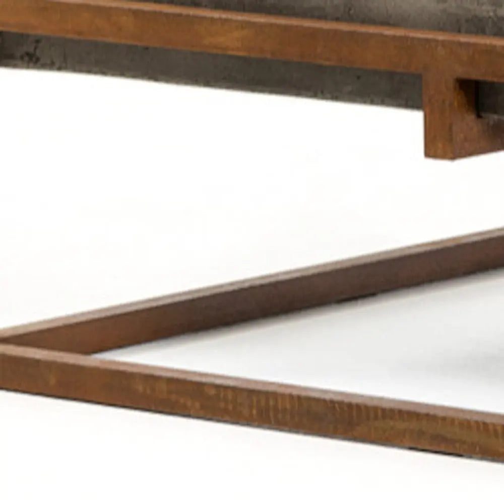 42" Dark Gray and Rust Concrete And Iron Square Abstract Coffee Table Homeroots Living Room