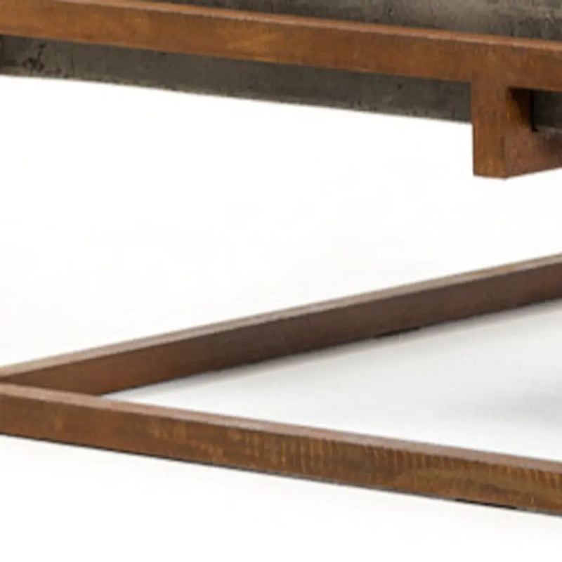 42" Dark Gray and Rust Concrete And Iron Square Abstract Coffee Table Homeroots Living Room