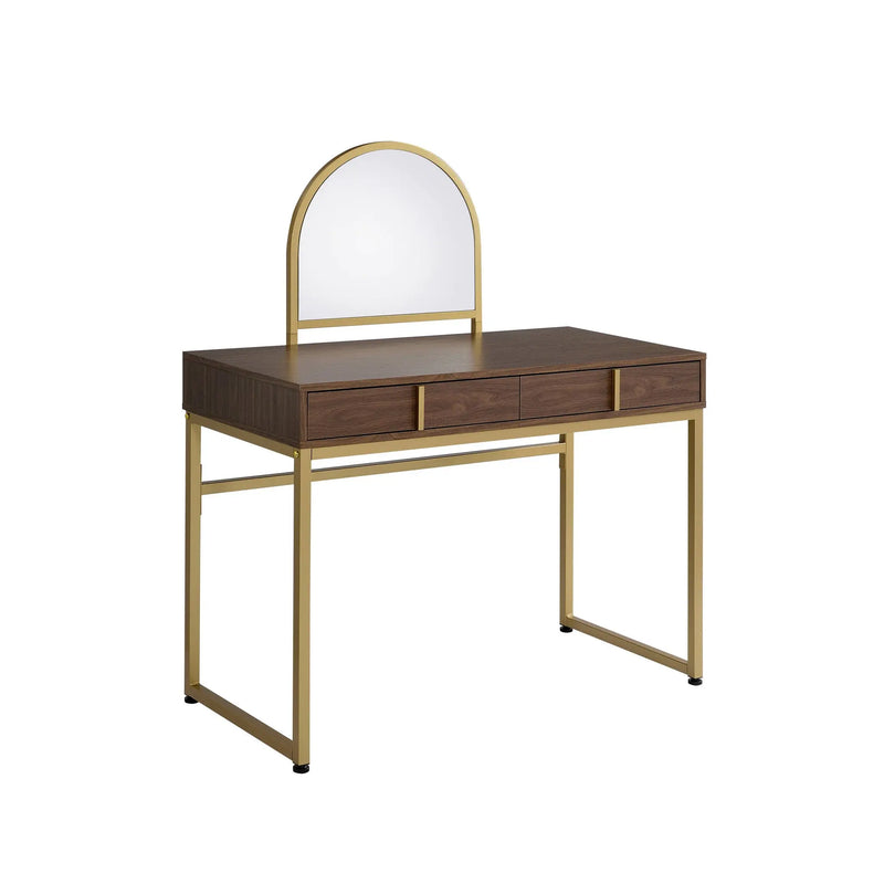 42" Gold Mirrored Vanity Table with Mirror With Two Drawers Homeroots Living Room