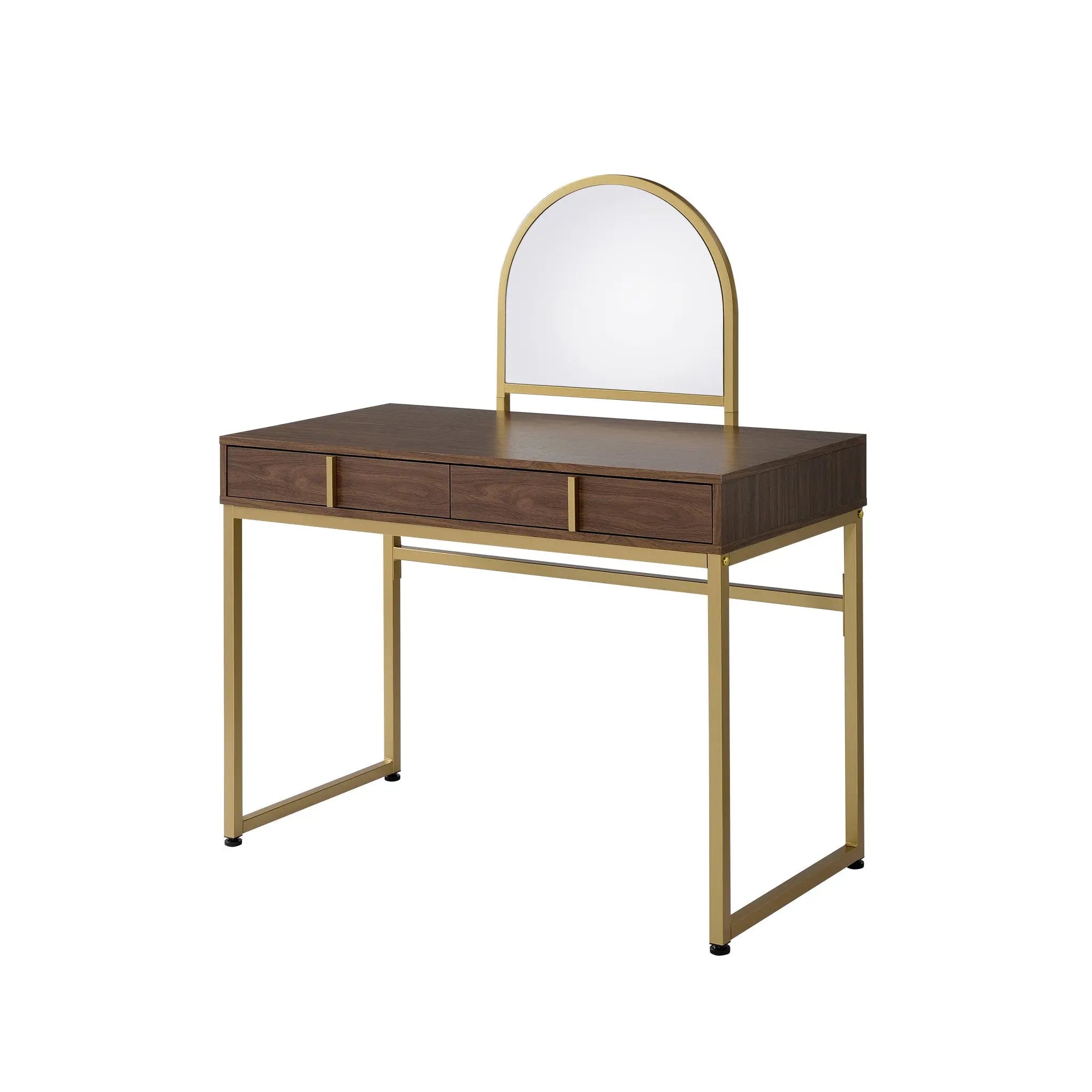 42" Gold Mirrored Vanity Table with Mirror With Two Drawers Homeroots Living Room