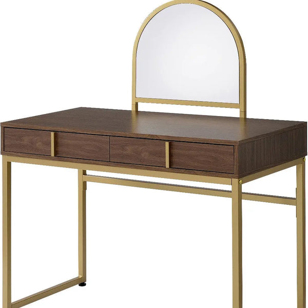 42" Gold Mirrored Vanity Table with Mirror With Two Drawers Homeroots Living Room