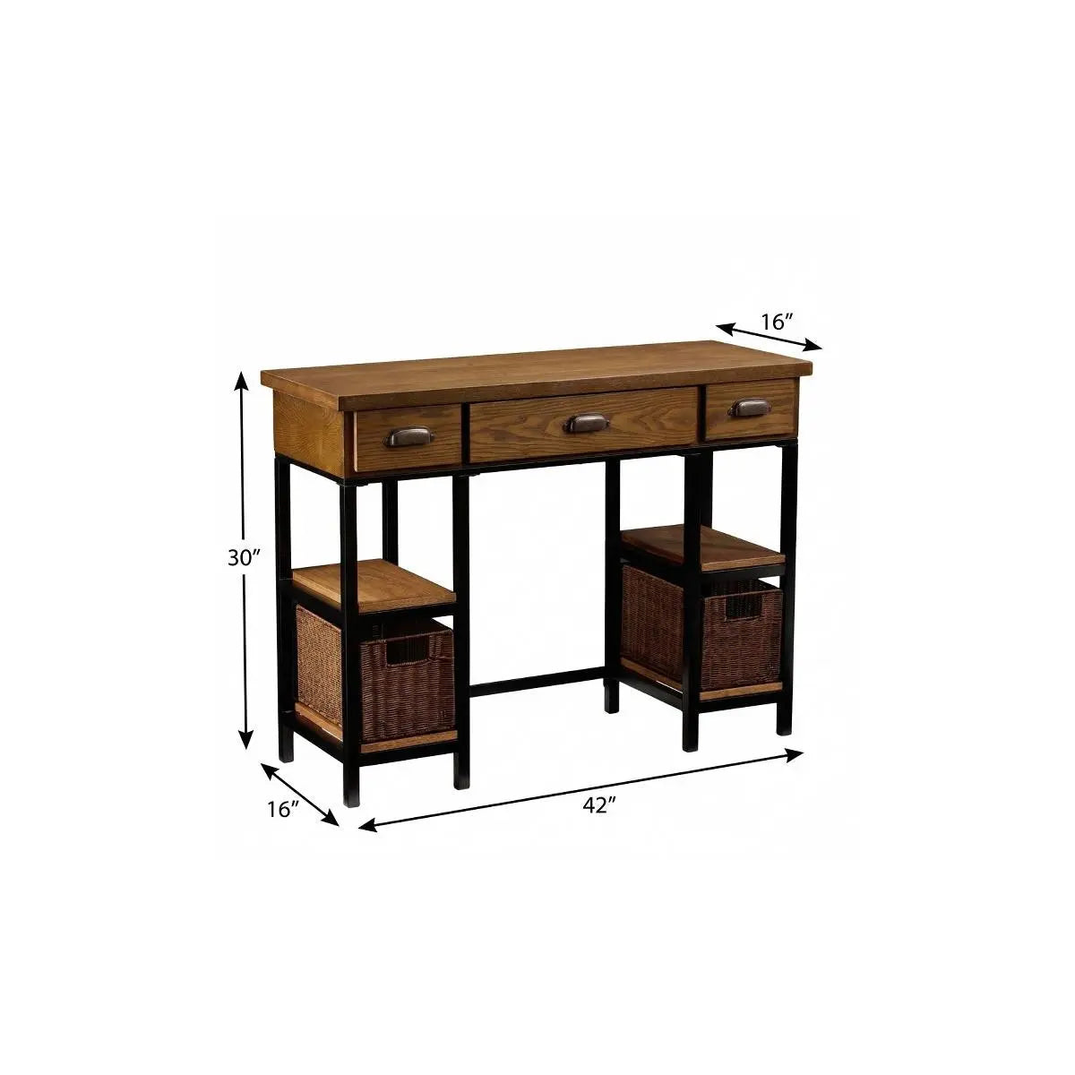 42" Gray And Black Writing Desk With Three Drawers Homeroots Office