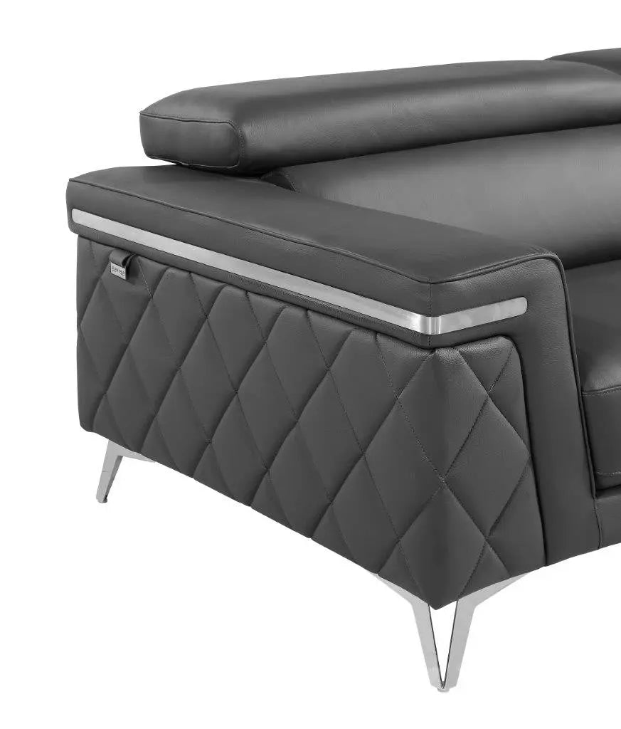 42" Gray And Silver Top Grain Leather Club Chair Homeroots Living Room