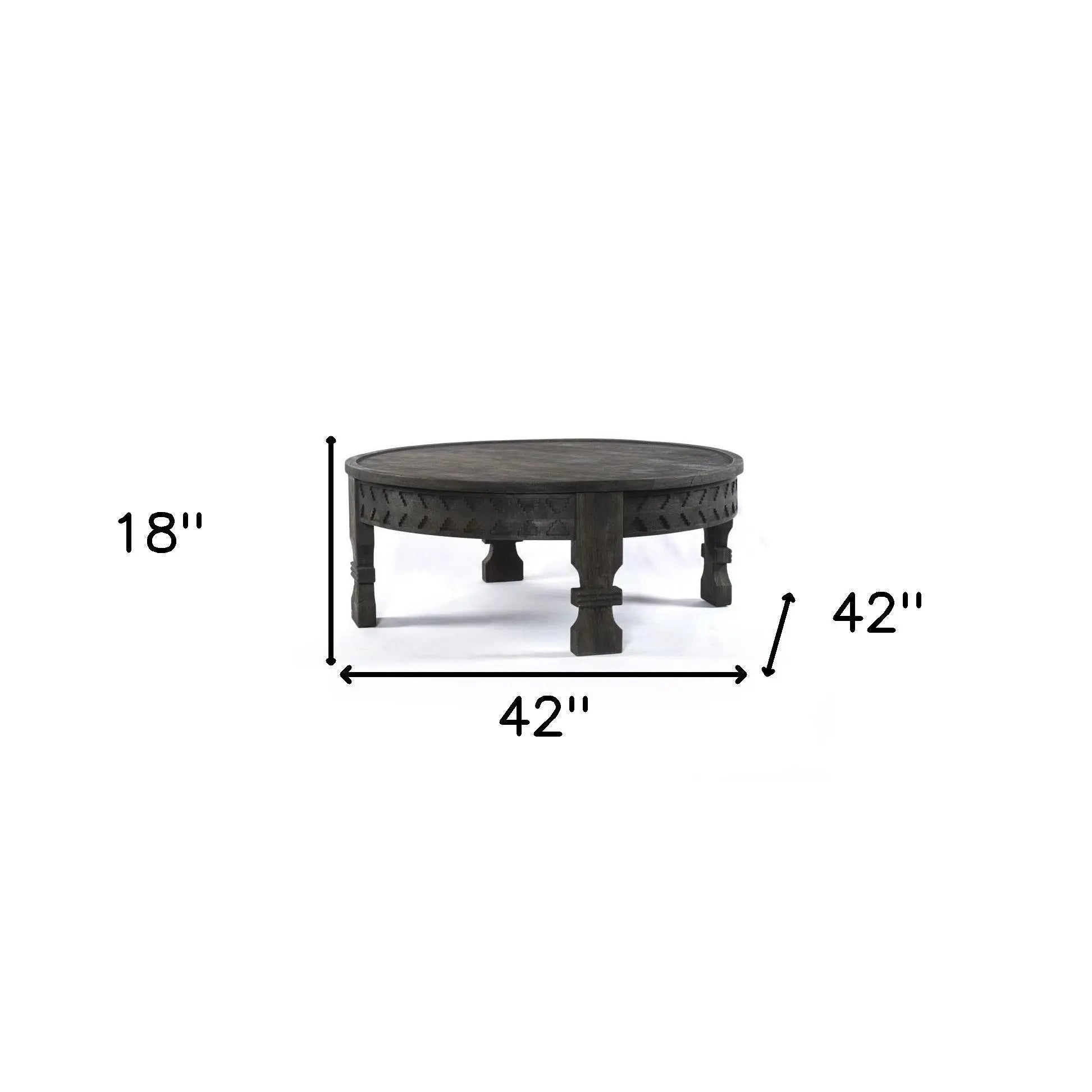 42" Gray Solid Wood Round Coffee Table Homeroots Living Room