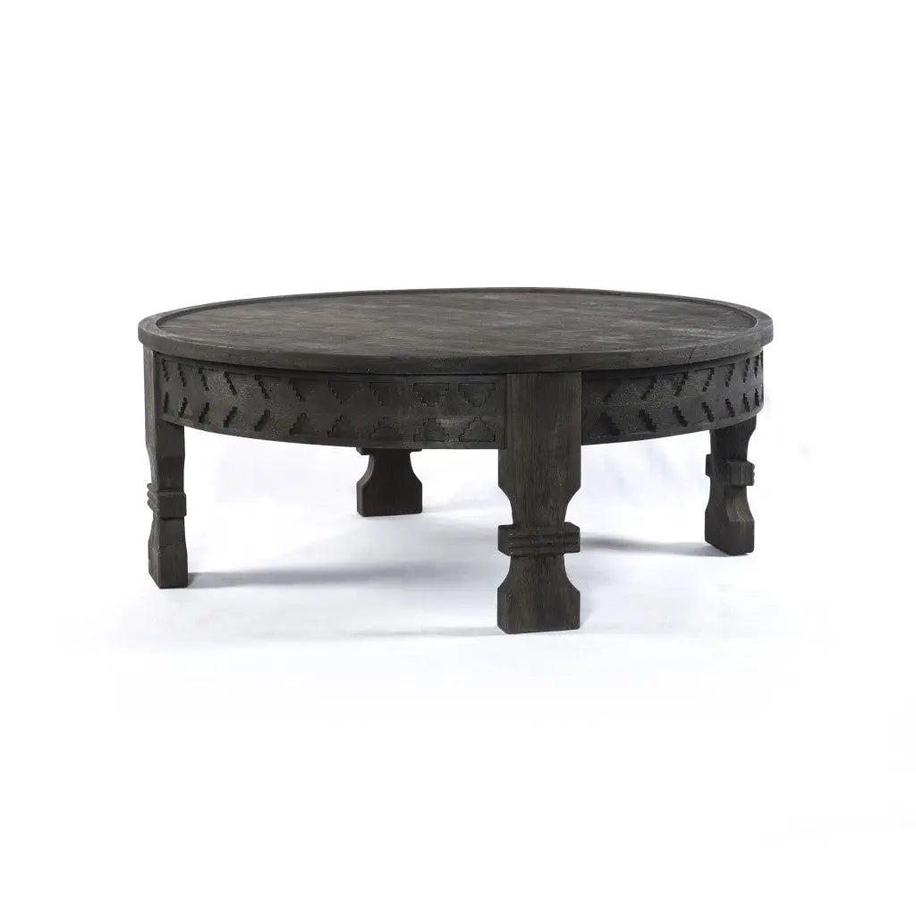 42" Gray Solid Wood Round Coffee Table Homeroots Living Room