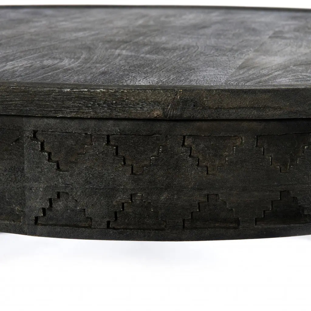 42" Gray Solid Wood Round Coffee Table Homeroots Living Room