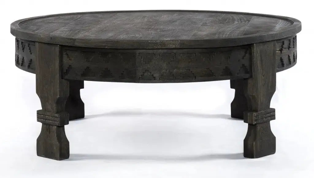 42" Gray Solid Wood Round Coffee Table Homeroots Living Room