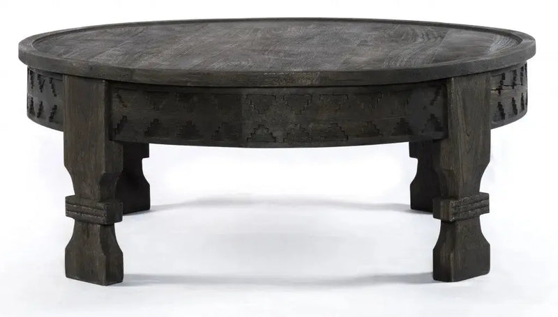 42" Gray Solid Wood Round Coffee Table Homeroots Living Room