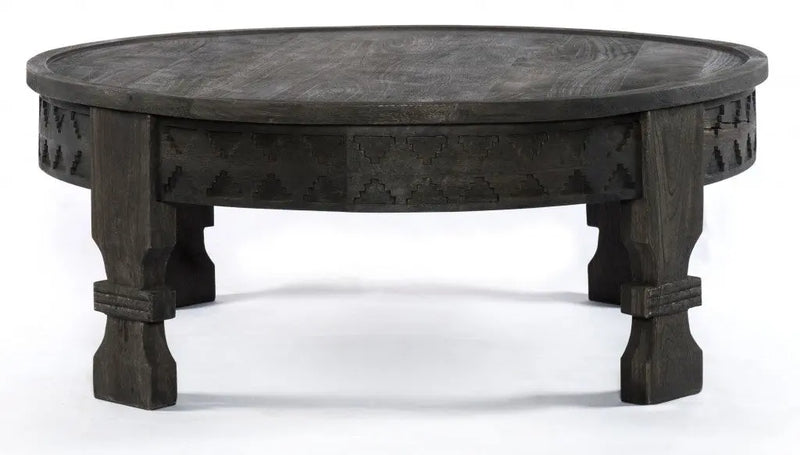 42" Gray Solid Wood Round Coffee Table Homeroots Living Room