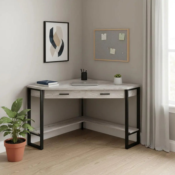 42" Gray and Black Corner Computer Desk Homeroots Office