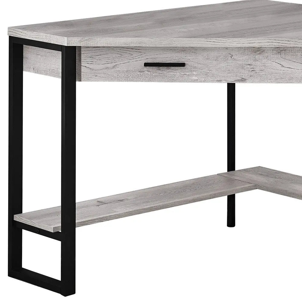 42" Gray and Black Corner Computer Desk Homeroots Office