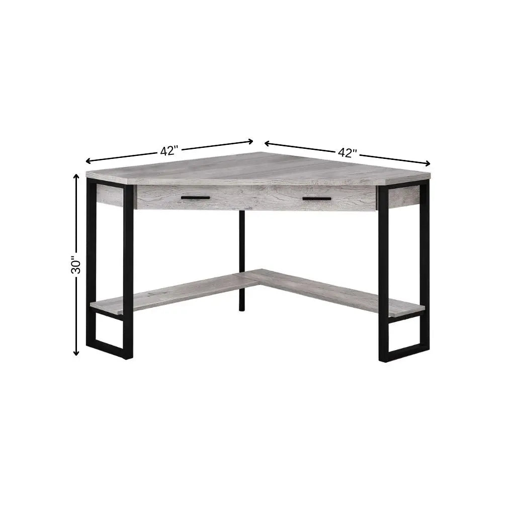 42" Gray and Black Corner Computer Desk Homeroots Office