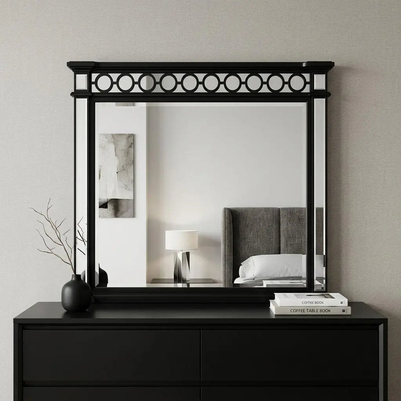 42" Gunmetal Wood Framed Mounted Dresser Mirror Homeroots Bed & Bath
