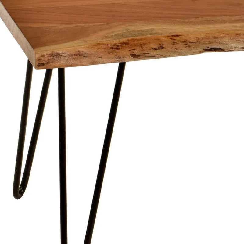 42" Natural And Black Solid Wood And Iron Coffee Table Homeroots Living Room