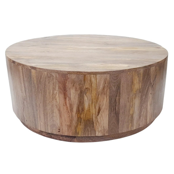42" Natural Solid Wood Round Coffee Table Homeroots Living Room