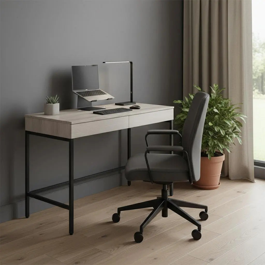 42" Natural and Black Writing Desk With Two Drawers Homeroots Office