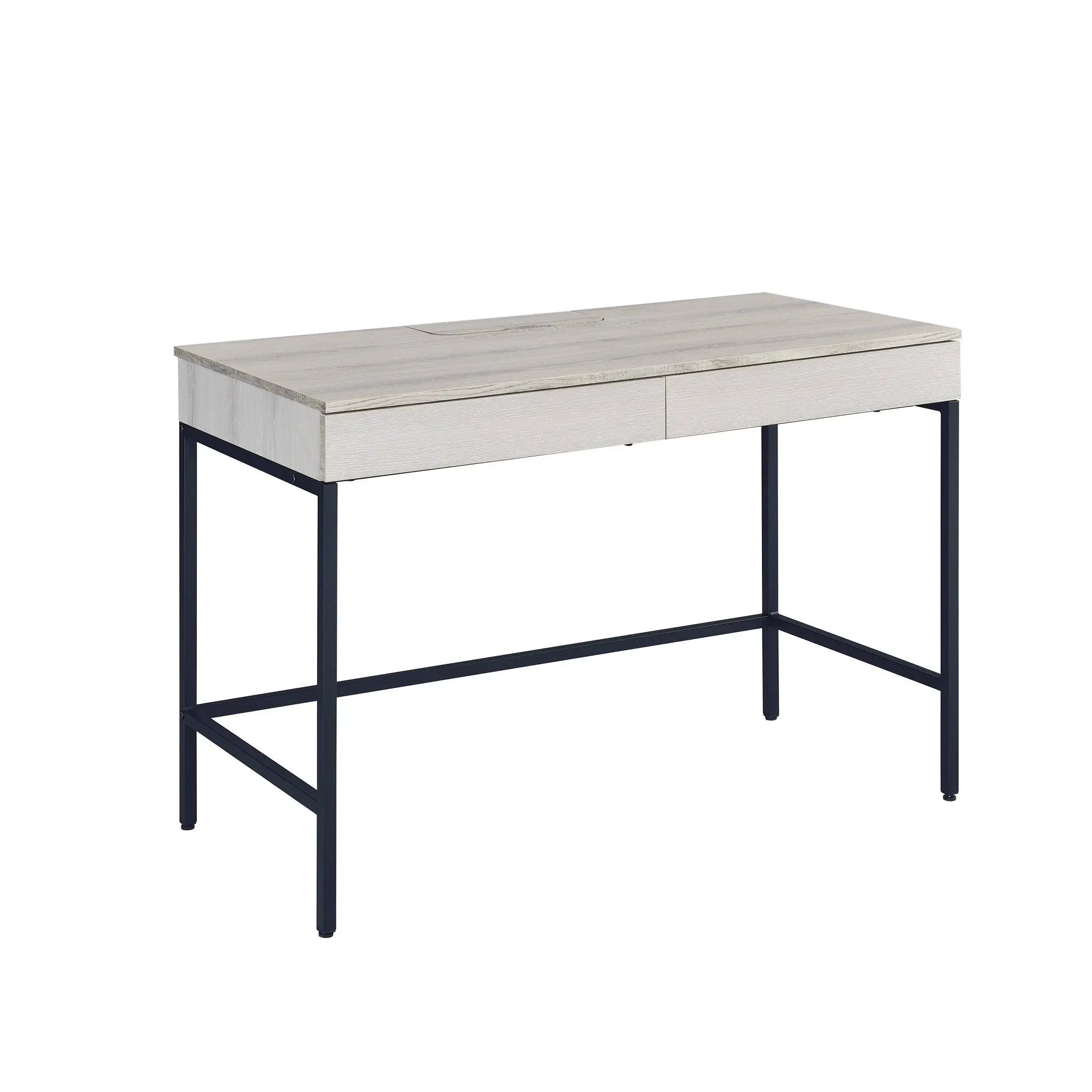 42" Natural and Black Writing Desk With Two Drawers Homeroots Office