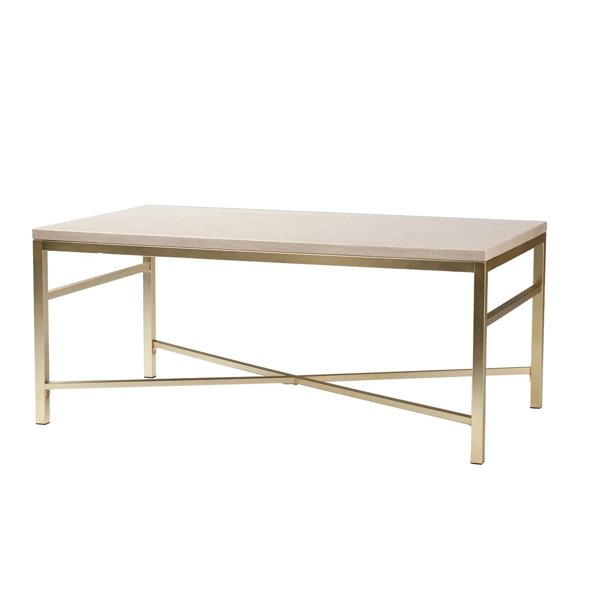 42" Off White Manufactured Wood And Metal Rectangular Coffee Table Homeroots Living Room
