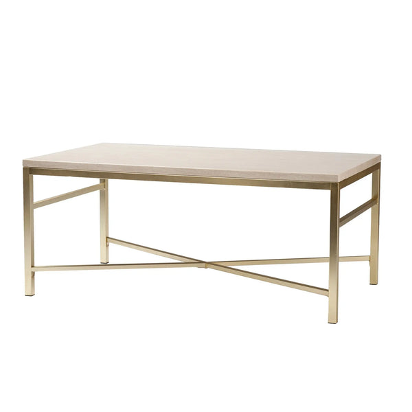 42" Off White Manufactured Wood And Metal Rectangular Coffee Table Homeroots Living Room