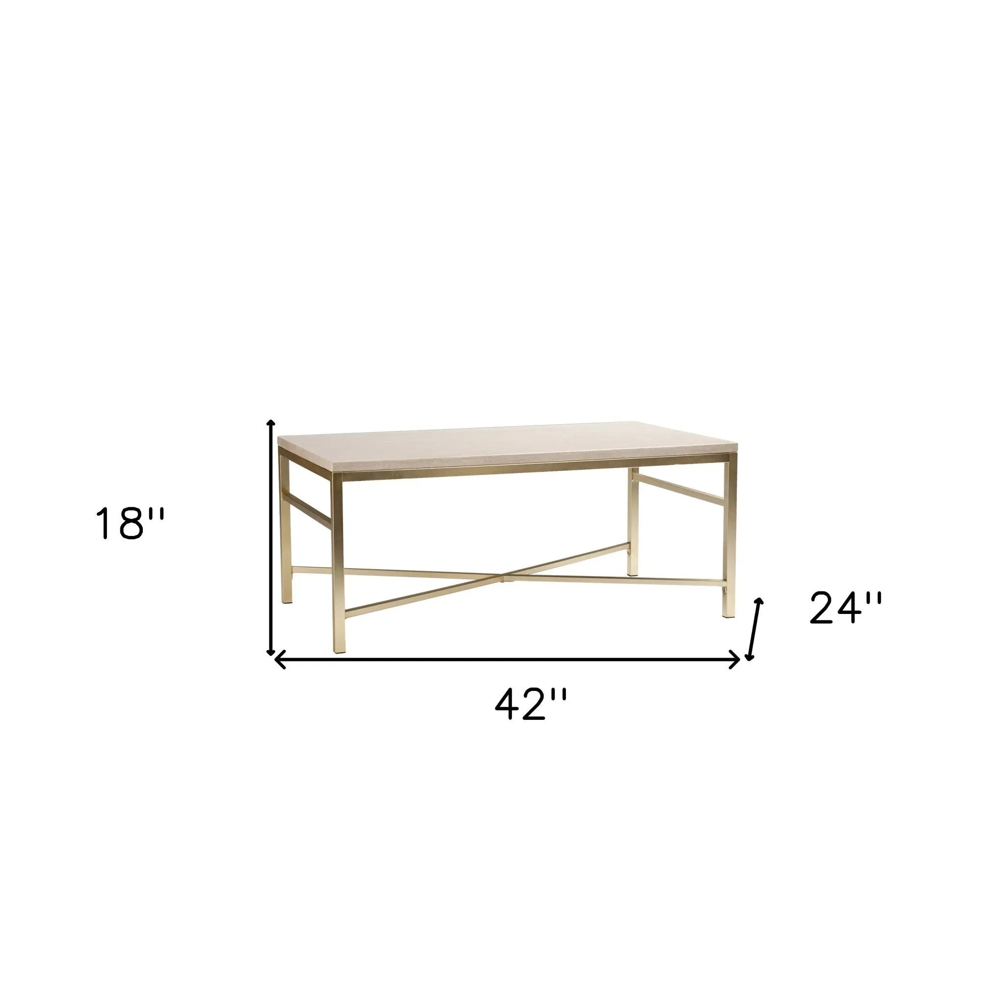 42" Off White Manufactured Wood And Metal Rectangular Coffee Table Homeroots Living Room