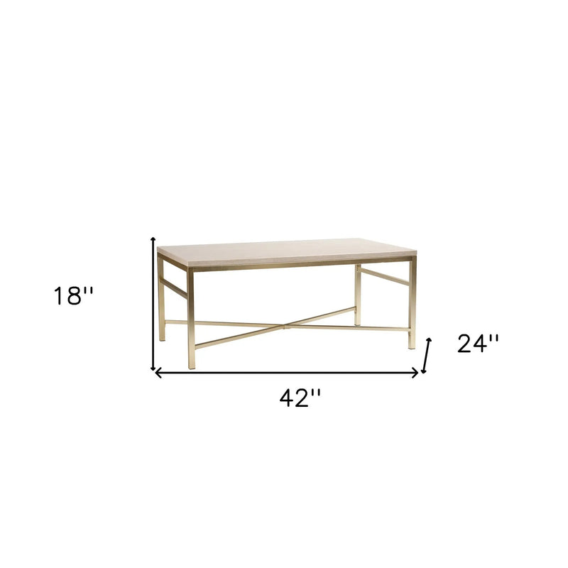 42" Off White Manufactured Wood And Metal Rectangular Coffee Table Homeroots Living Room