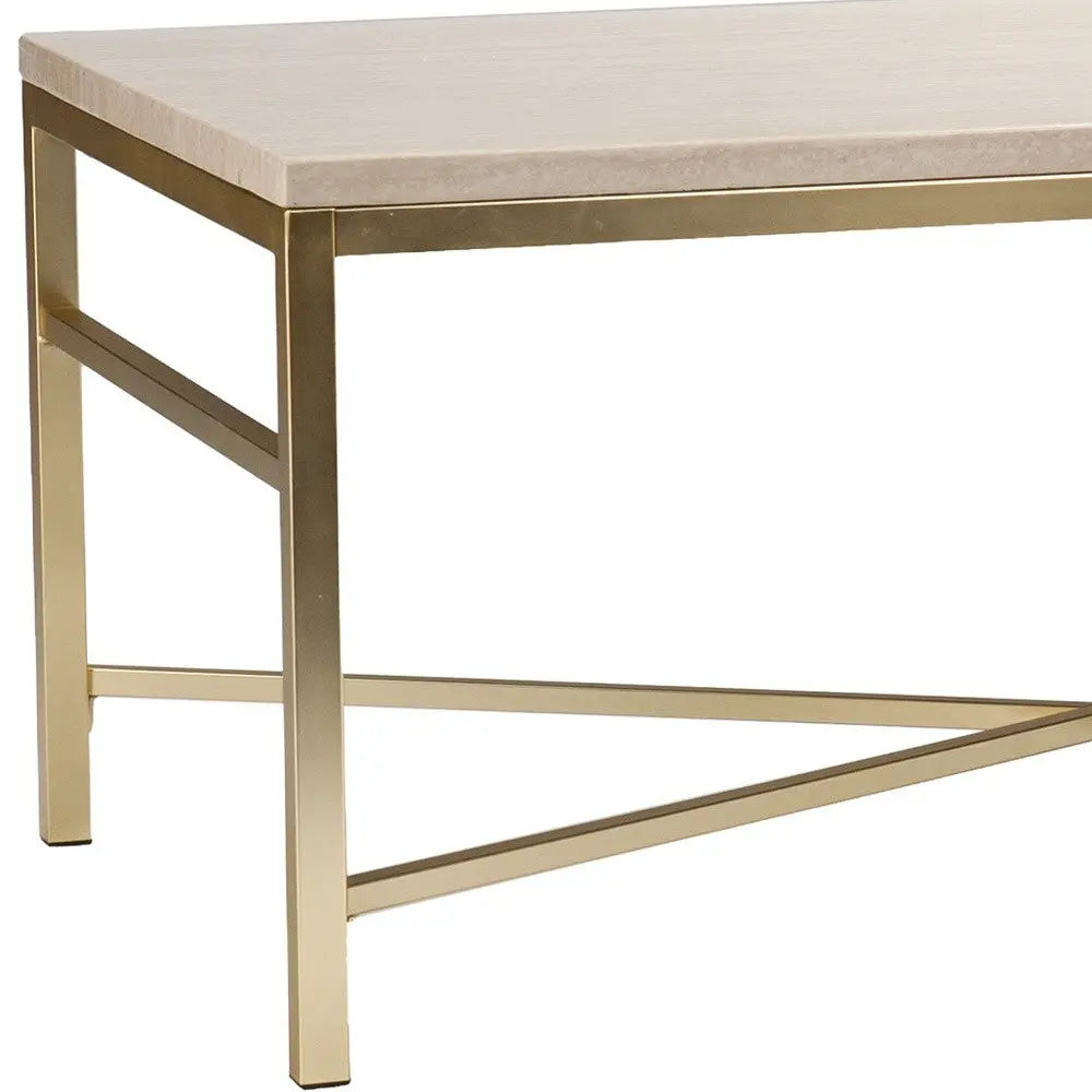 42" Off White Manufactured Wood And Metal Rectangular Coffee Table Homeroots Living Room