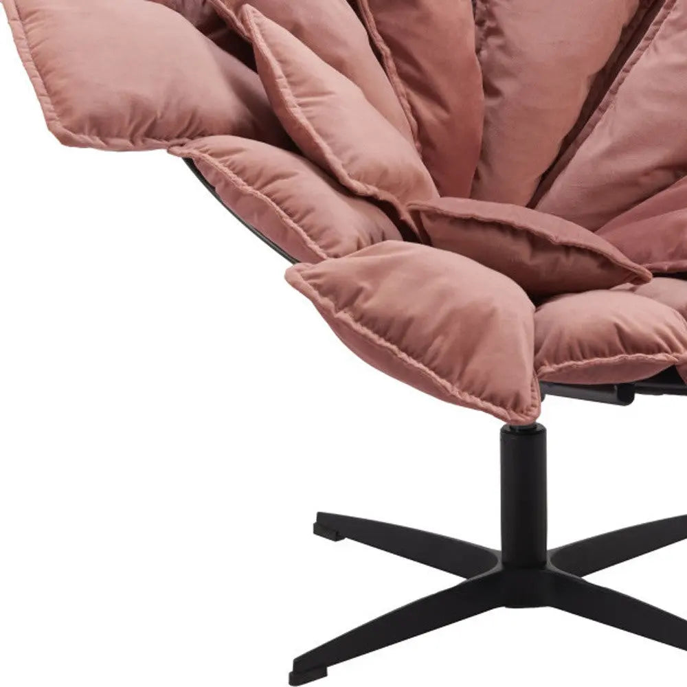 42" Pink And Black Velvet And Upholstered Swivel Side Chair Homeroots Living Room