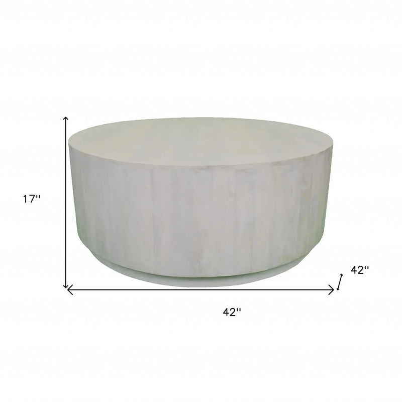 42" Rustic White Solid Wood Round Distressed Coffee Table Homeroots Living Room