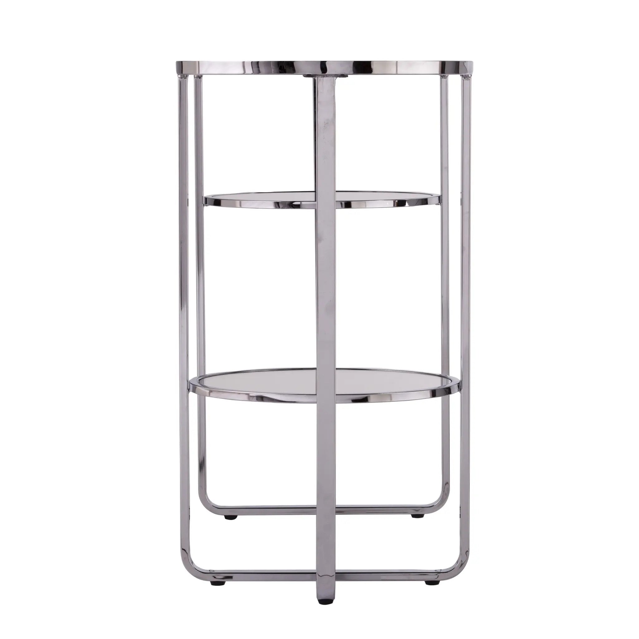 42" Silver Mirrored Glass Oval Cross Leg Console Table With Shelves Homeroots Living Room