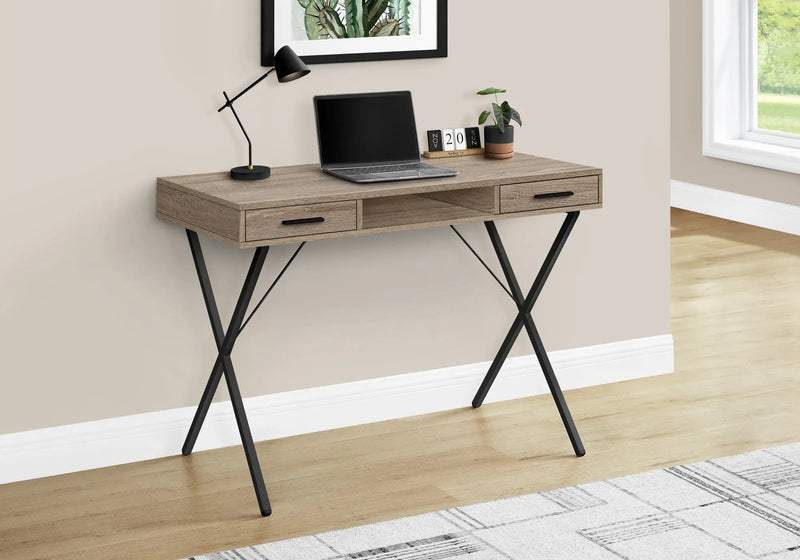 42" Taupe and Black Computer Desk With Two Drawers Homeroots Office