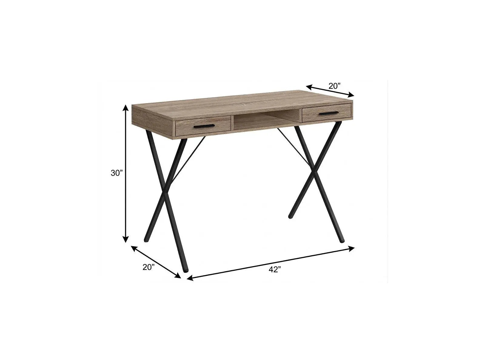 42" Taupe and Black Computer Desk With Two Drawers Homeroots Office