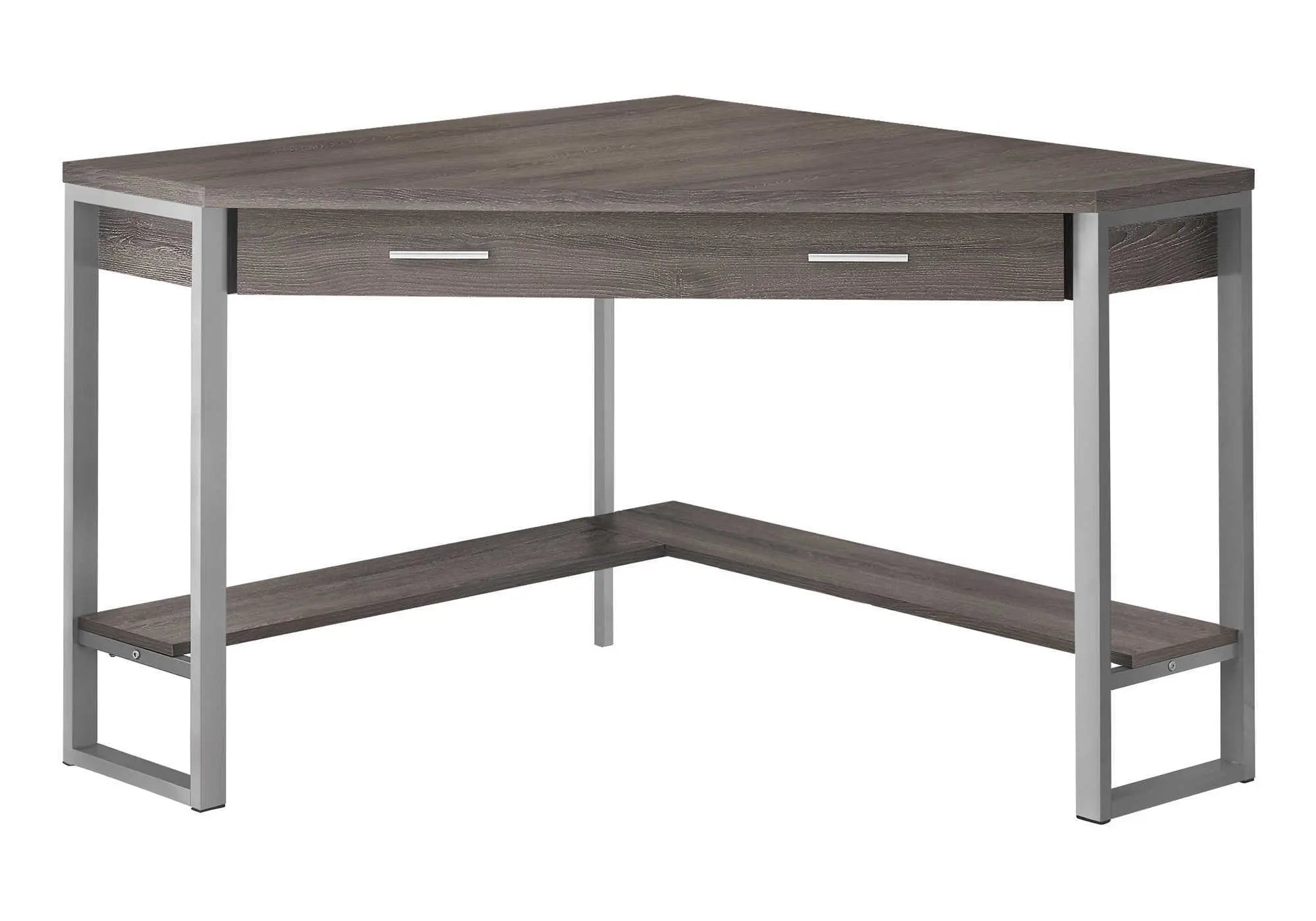 42" Taupe and Silver Corner Computer Desk Homeroots Office