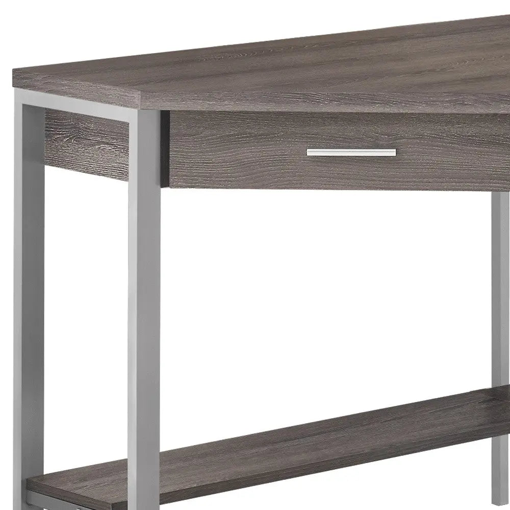 42" Taupe and Silver Corner Computer Desk Homeroots Office