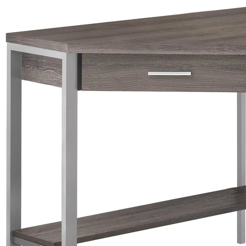 42" Taupe and Silver Corner Computer Desk Homeroots Office