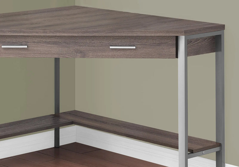 42" Taupe and Silver Corner Computer Desk Homeroots Office