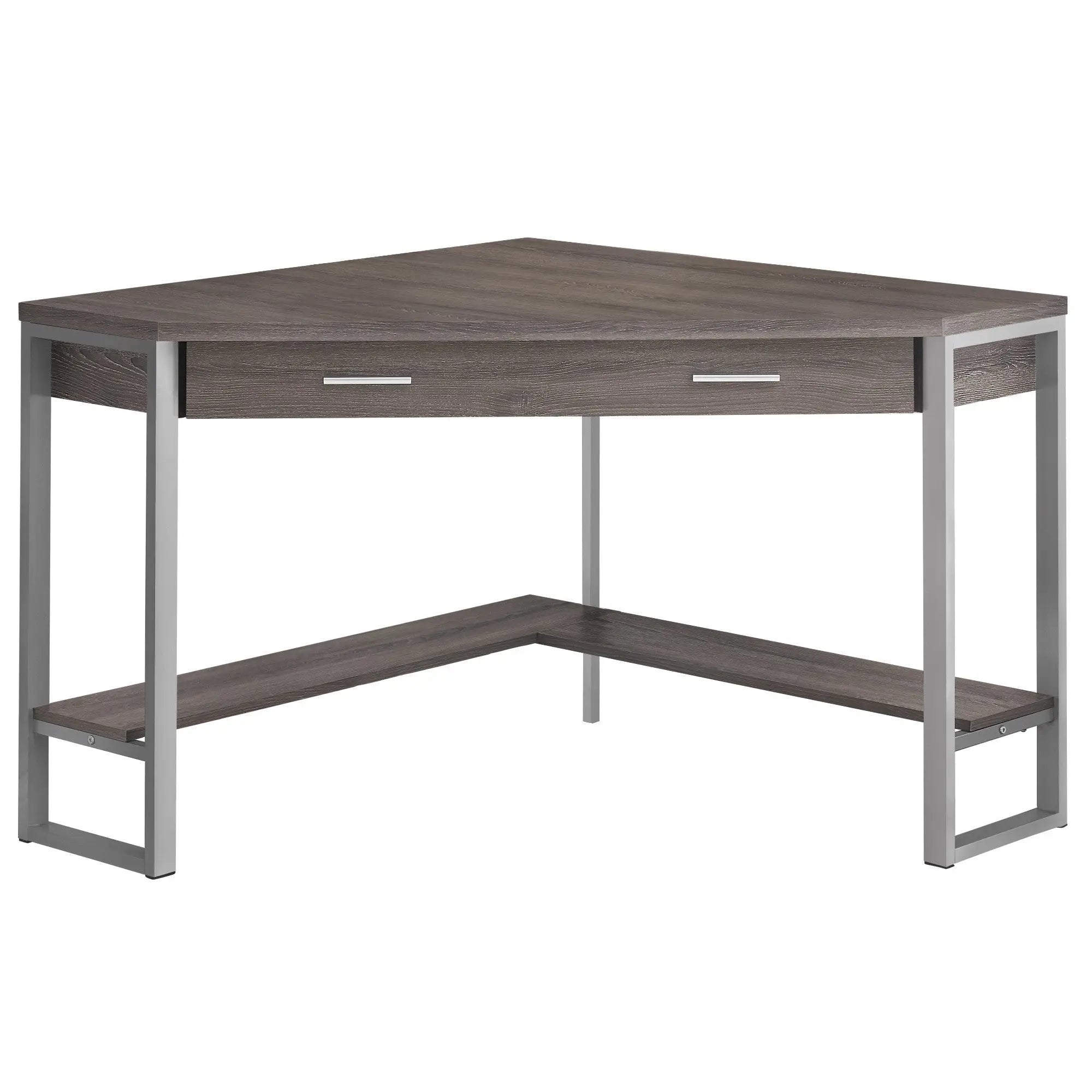 42" Taupe and Silver Corner Computer Desk Homeroots Office