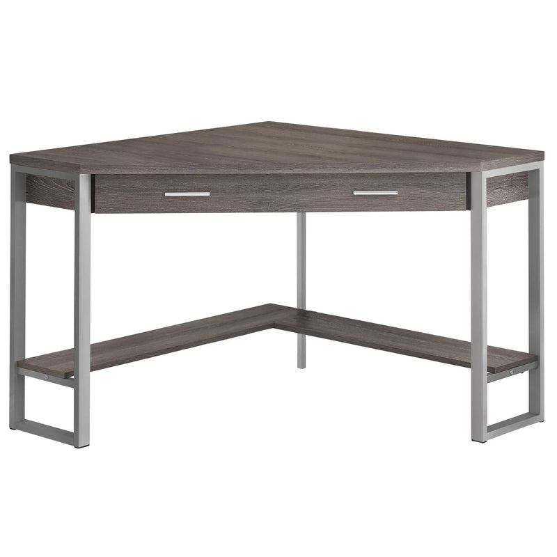 42" Taupe and Silver Corner Computer Desk Homeroots Office