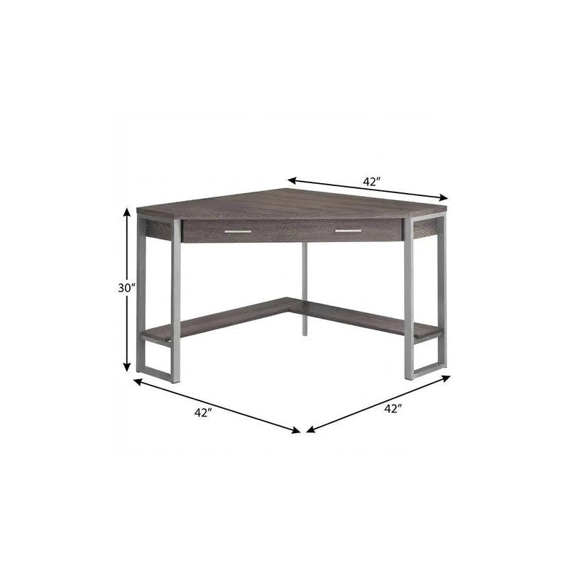 42" Taupe and Silver Corner Computer Desk Homeroots Office