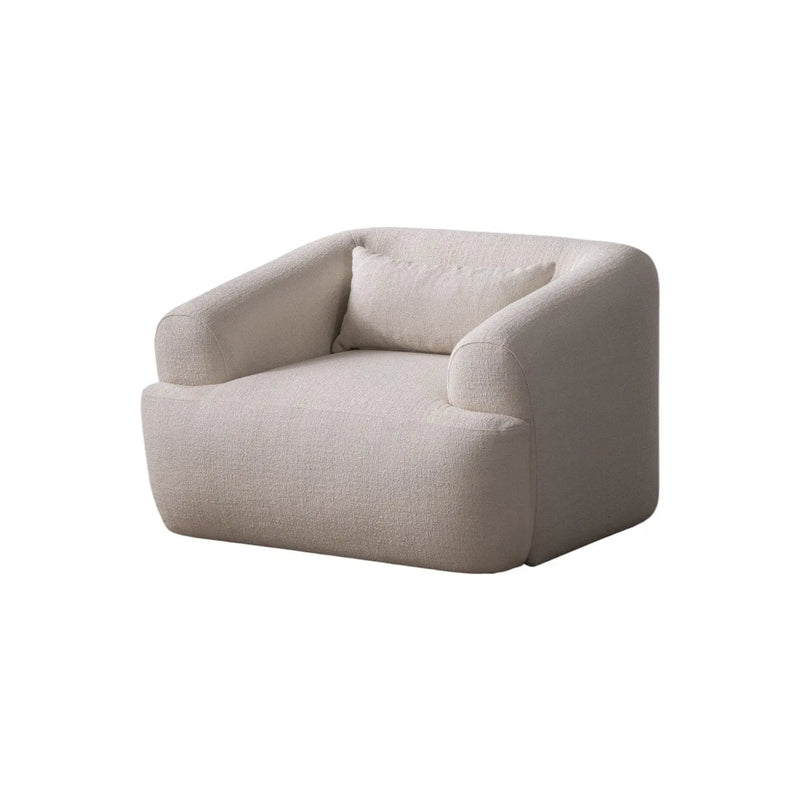 42" White Boucle Arm Chair With Lumbar Pillow Homeroots Living Room
