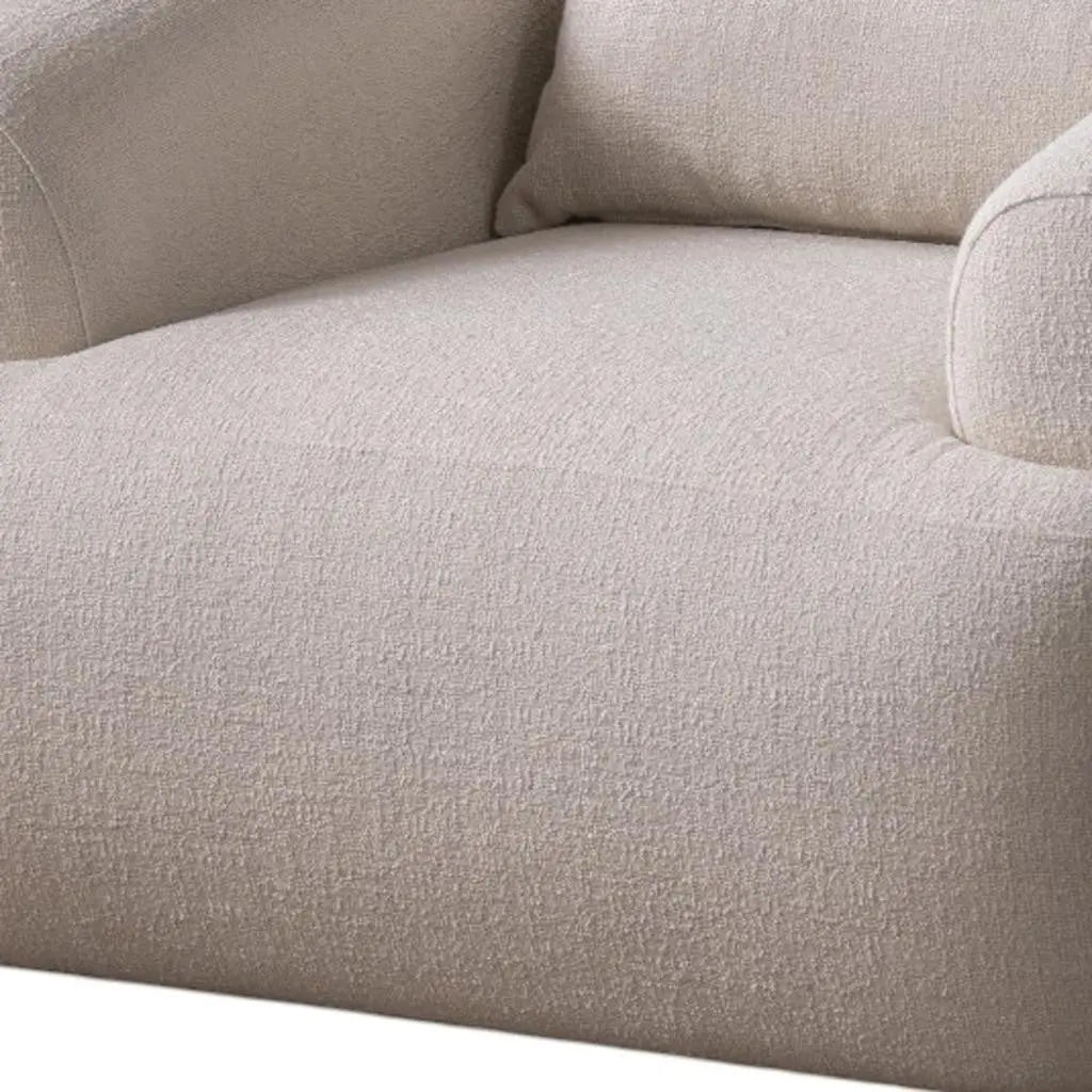 42" White Boucle Arm Chair With Lumbar Pillow Homeroots Living Room