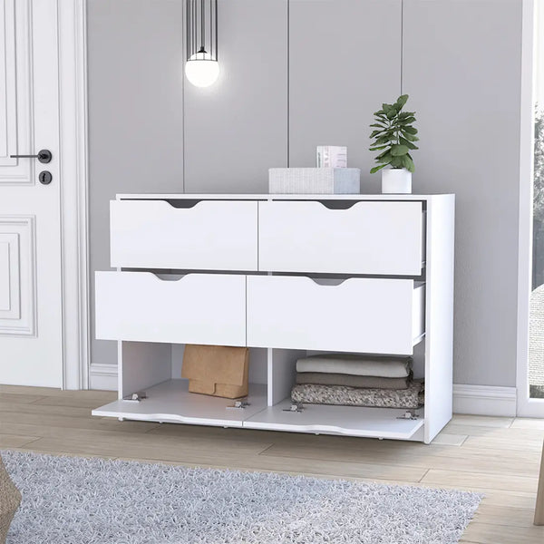 42" White Four Drawer Dresser Homeroots Bed & Bath