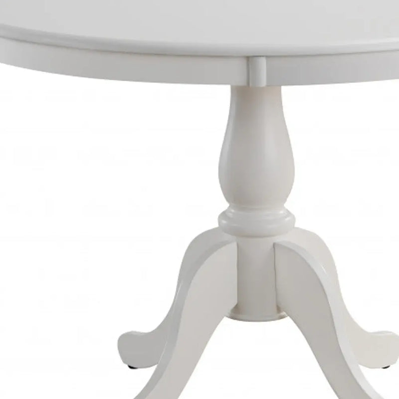 42" White Rounded Solid Manufactured Wood And Solid Wood Pedestal Base Dining Table Homeroots Kitchen & Dining