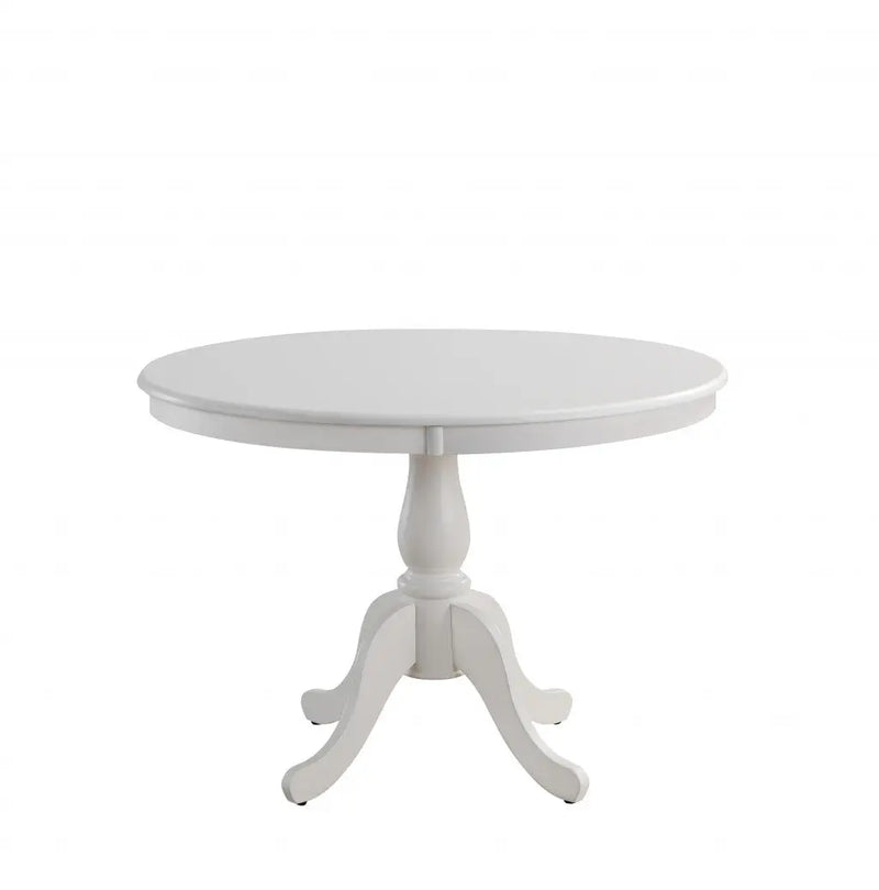 42" White Rounded Solid Manufactured Wood And Solid Wood Pedestal Base Dining Table Homeroots Kitchen & Dining